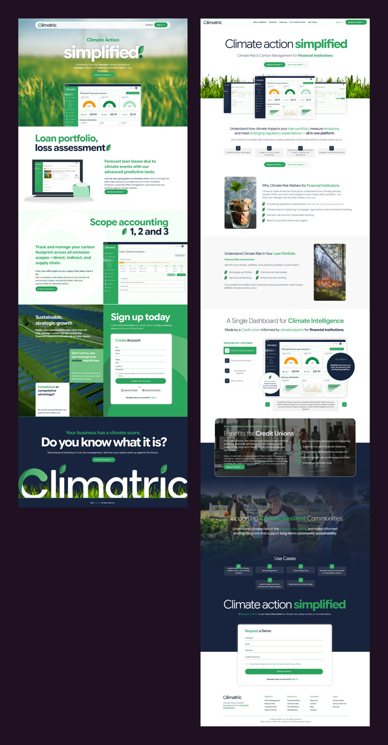 Climatric landing page designs
