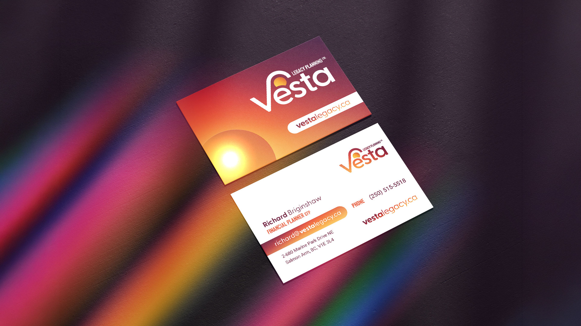 Vesta Legacy Planning business card mockup