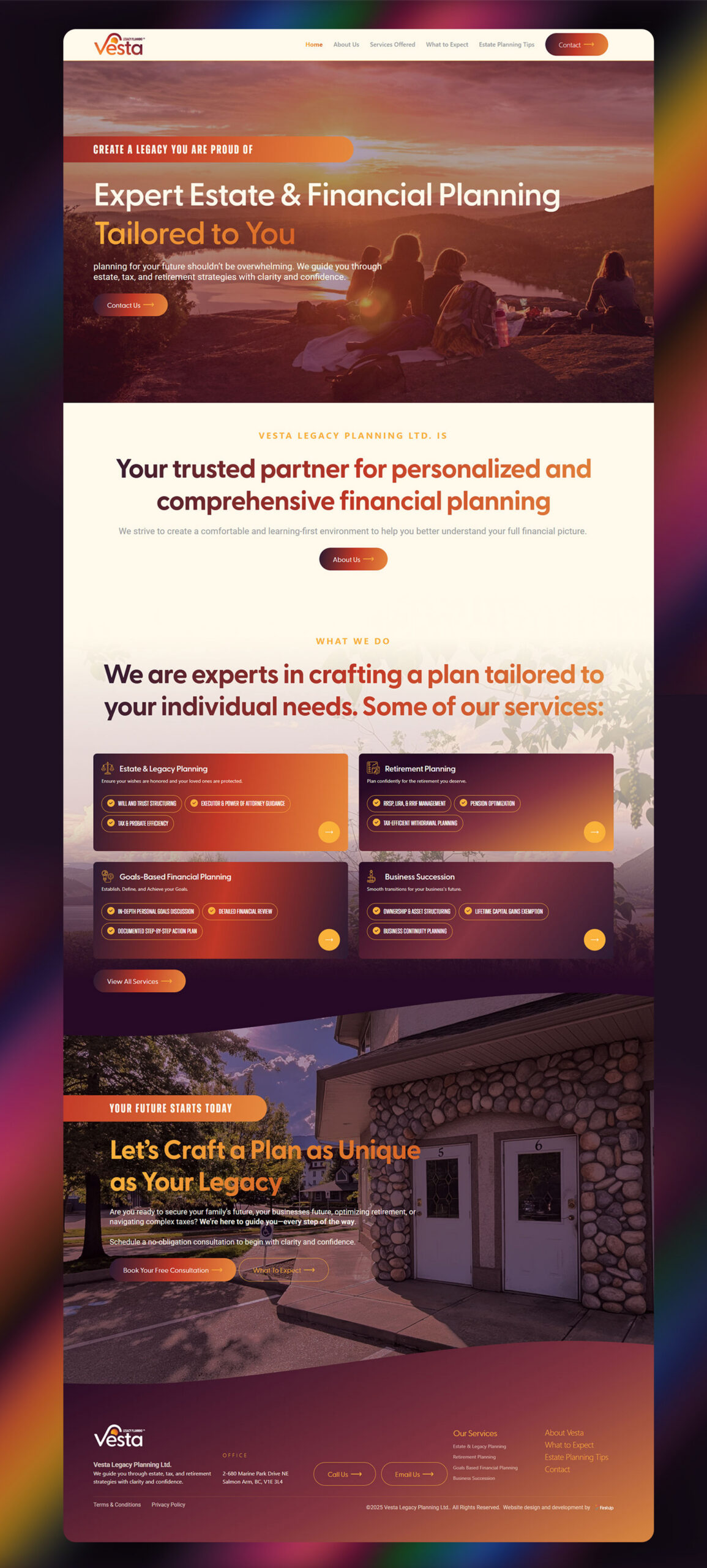 Vesta Legacy Planning website homepage