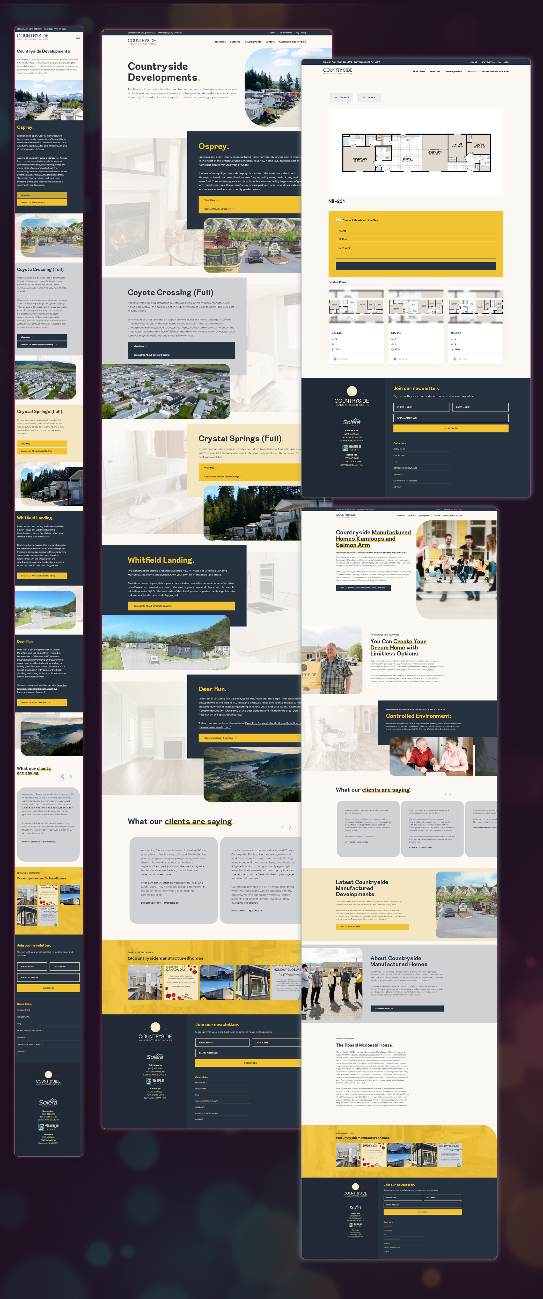 Full Countryside Manufactured Homes site design across multiple pages and devices