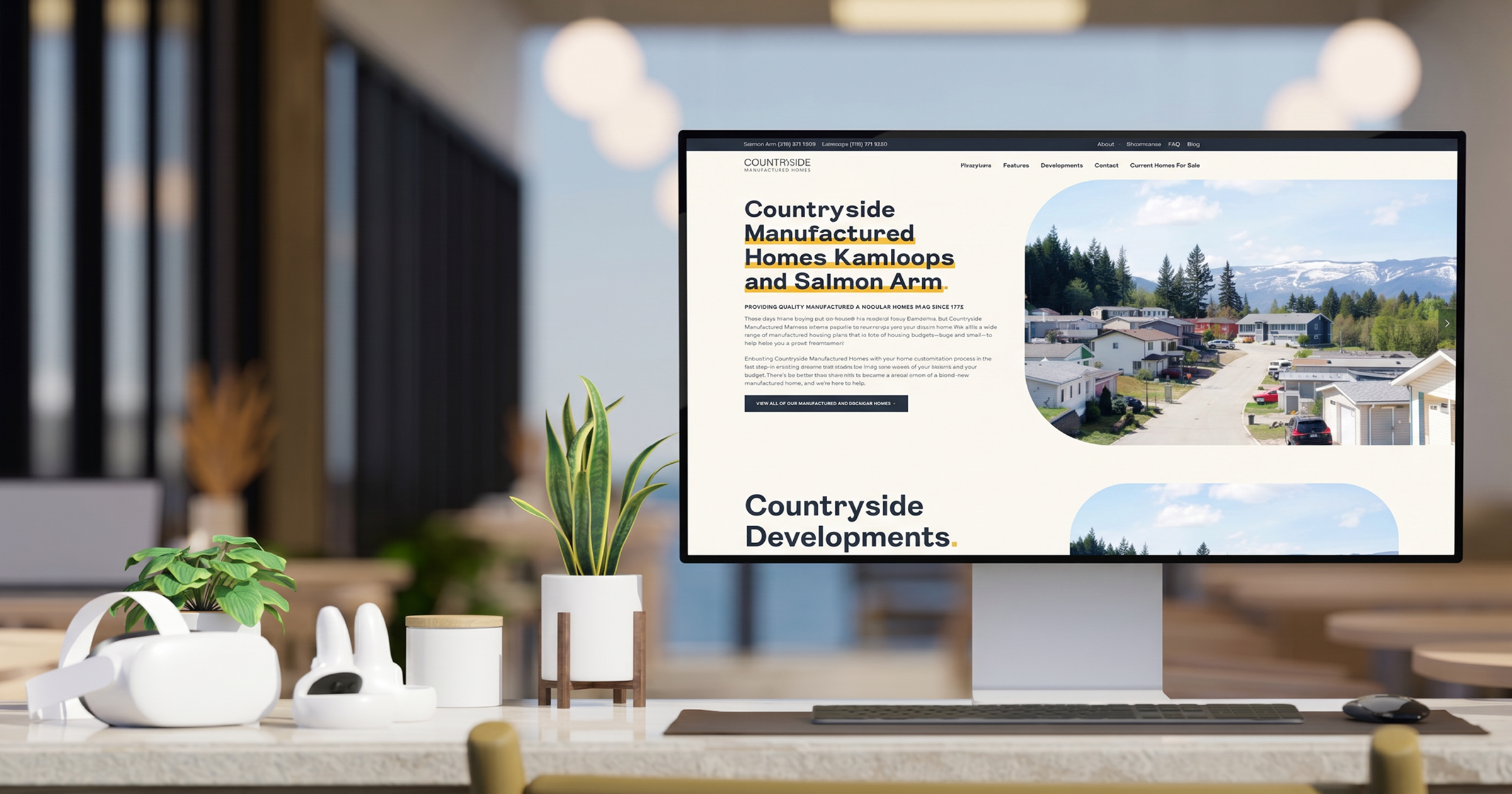 Countryside Manufactured Homes website homepage on a desktop monitor