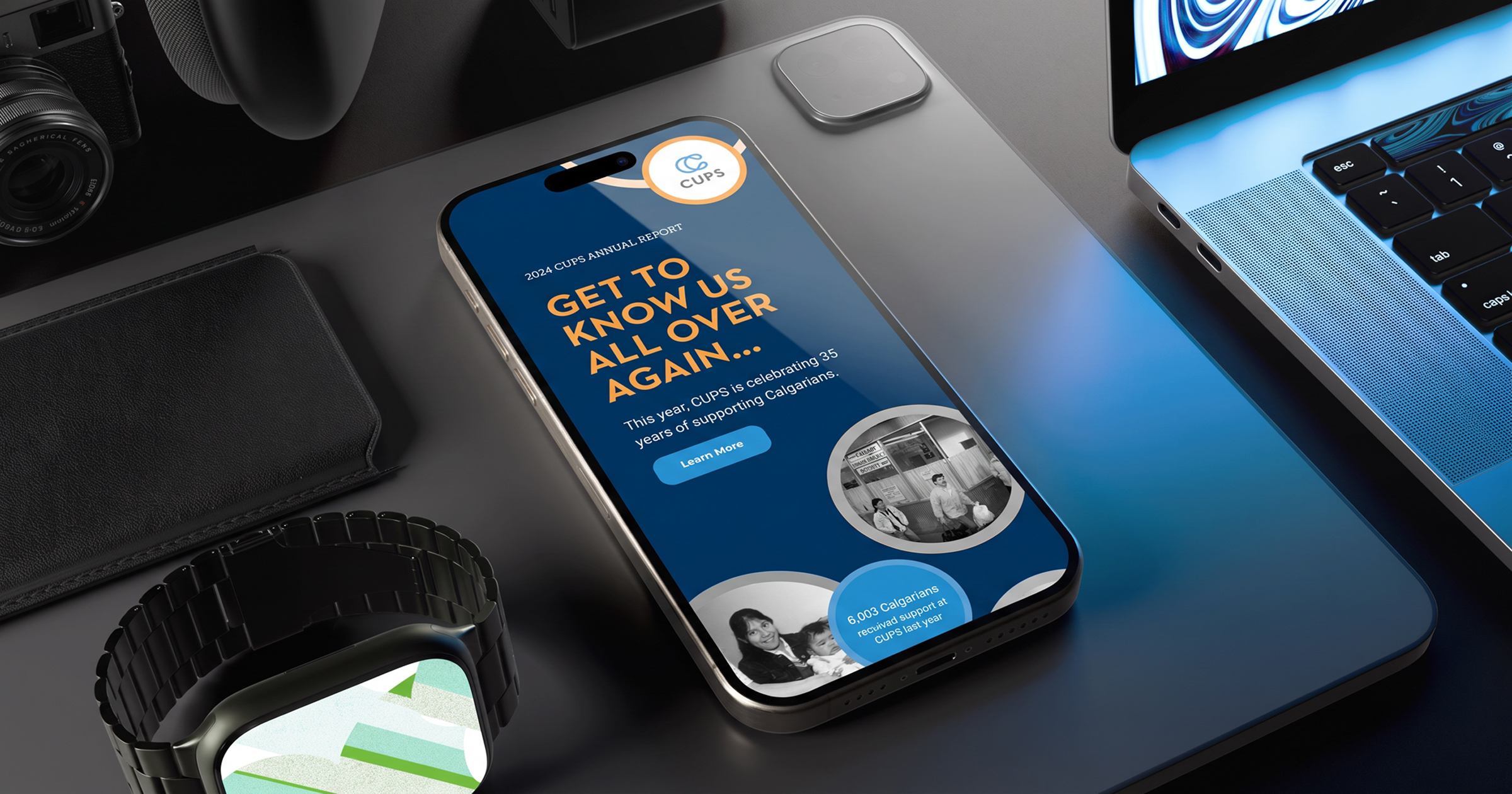 CUPS 2024 annual report opening screen on a phone: Get to know us all over again